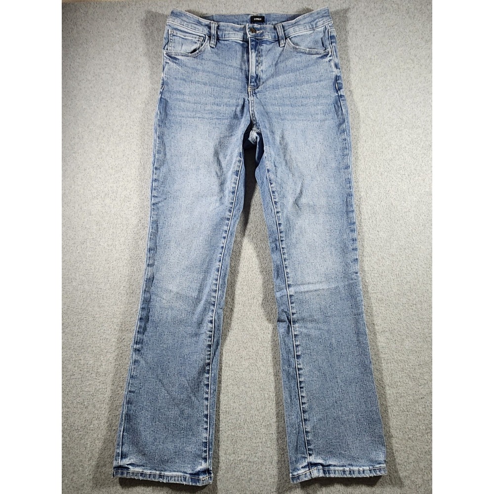Express Women's Denim Jeans, 14, 31x30, Light Wash, Straight Leg